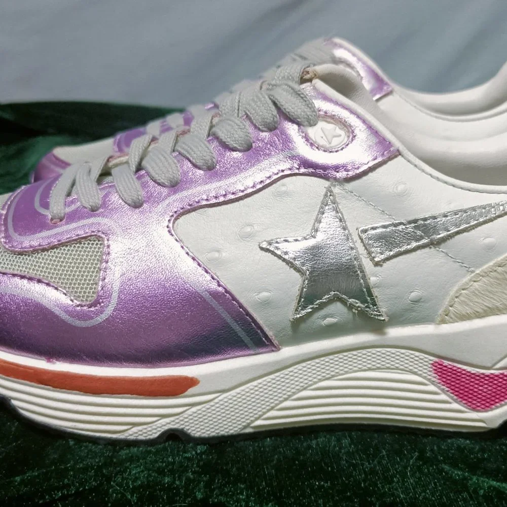 Golden Goose Running Sole sneakers in laminated pink with silver star - Picture 6 of 7